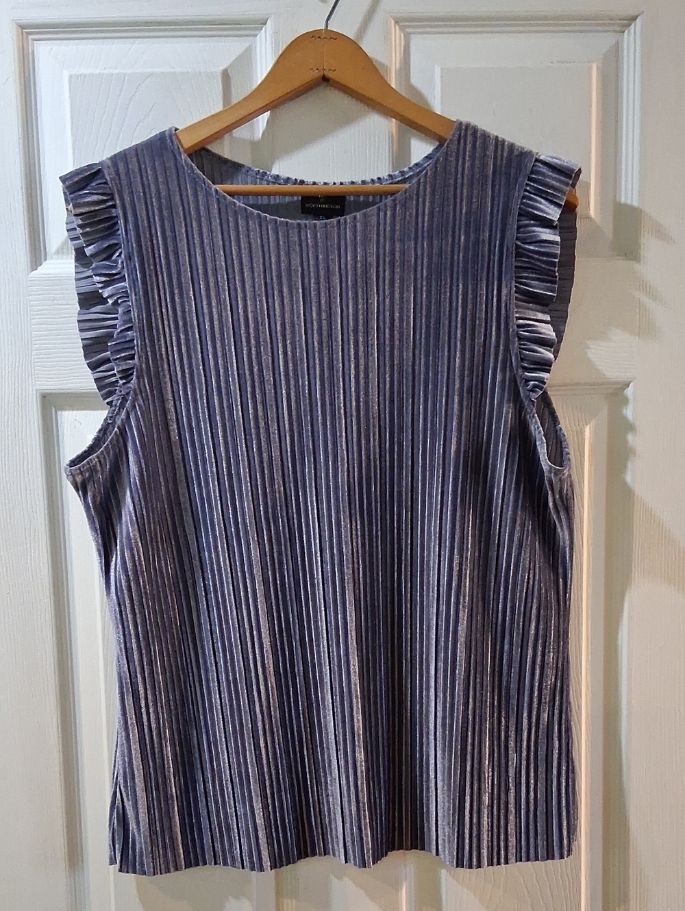 Worthington Pleated Ruffle-Trim Camisole in Dusty Blue